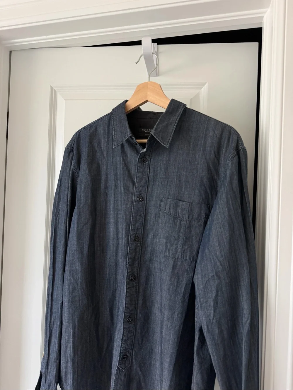 rag & bone Indigo Chambray Slim Fit Button-Down Shirt
